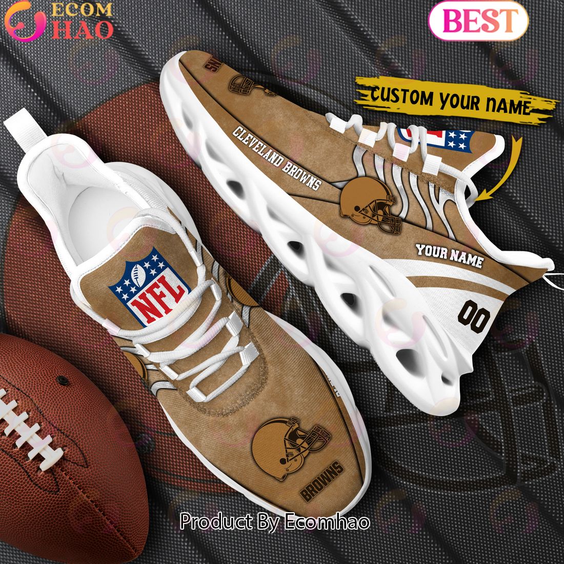 Custom Name NFL Cleveland Browns X Salute to Service For Veterans Day Celebration Max Soul Shoes