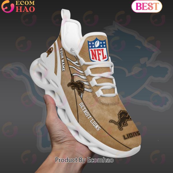 Custom Name NFL Detroit Lions X Salute to Service For Veterans Day Celebration Max Soul Shoes
