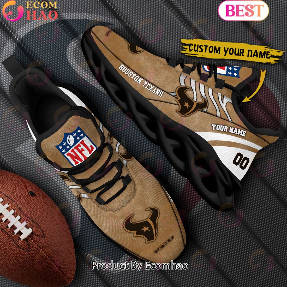 Custom Name NFL Houston Texans X Salute to Service For Veterans Day Celebration Max Soul Shoes