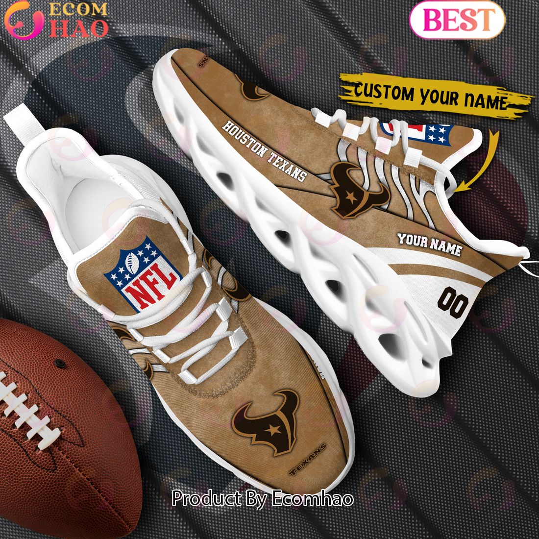 Custom Name NFL Houston Texans X Salute to Service For Veterans Day Celebration Max Soul Shoes