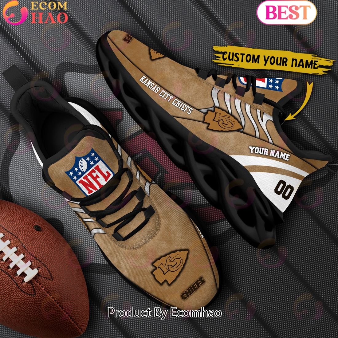 Custom Name NFL Kansas City Chiefs X Salute to Service For Veterans Day Celebration Max Soul Shoes