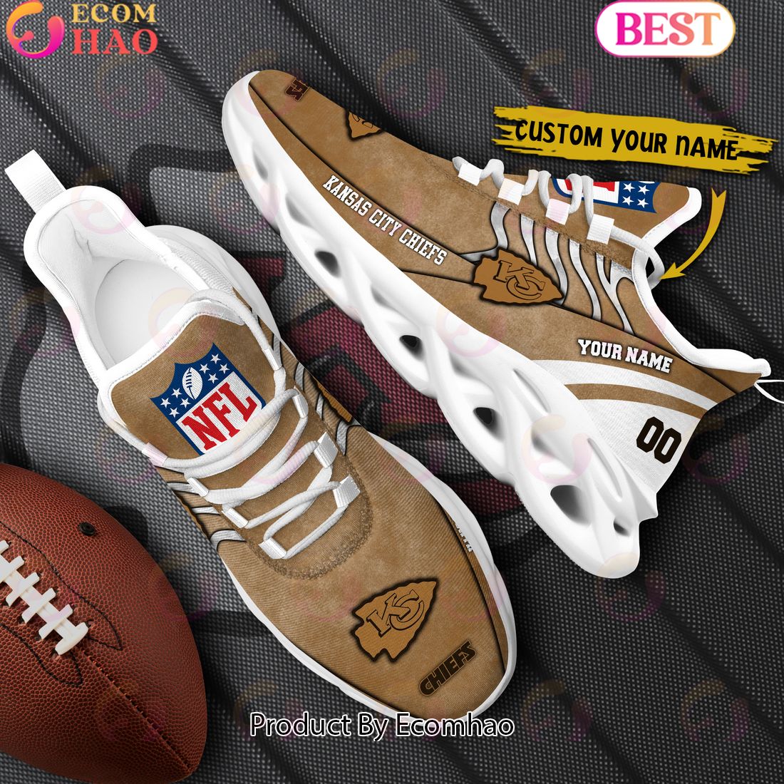 Custom Name NFL Kansas City Chiefs X Salute to Service For Veterans Day Celebration Max Soul Shoes