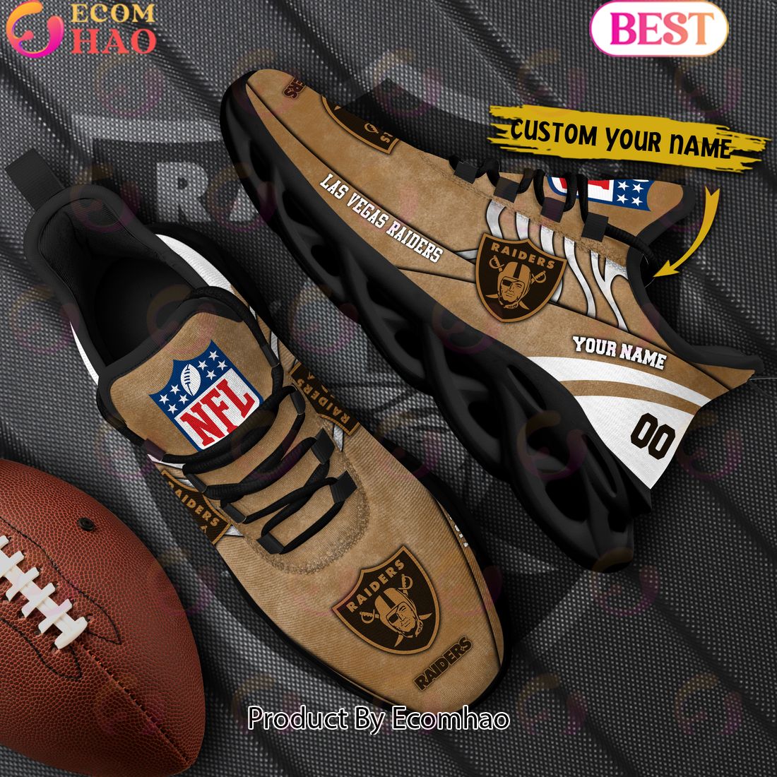 Custom Name NFL Las Vegas Raiders X Salute to Service For Veterans Day Celebration Max Soul Shoes