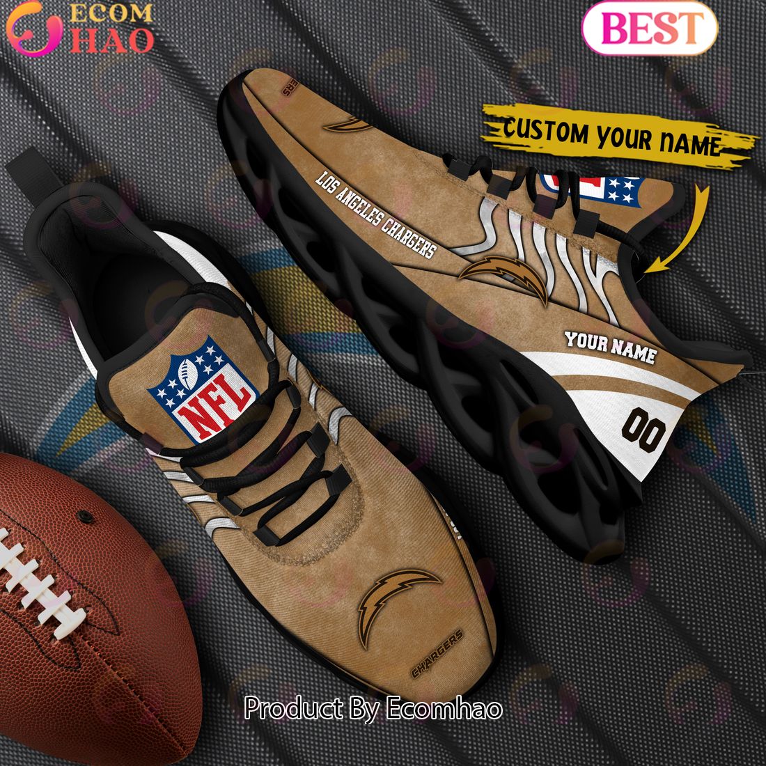 Custom Name NFL Los Angeles Chargers X Salute to Service For Veterans Day Celebration Max Soul Shoes