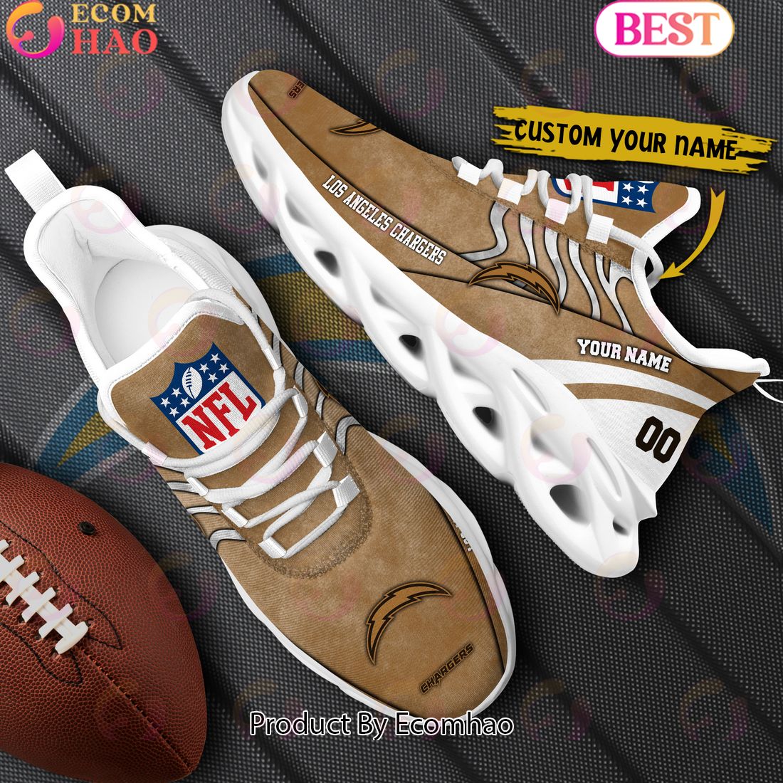 Custom Name NFL Los Angeles Chargers X Salute to Service For Veterans Day Celebration Max Soul Shoes