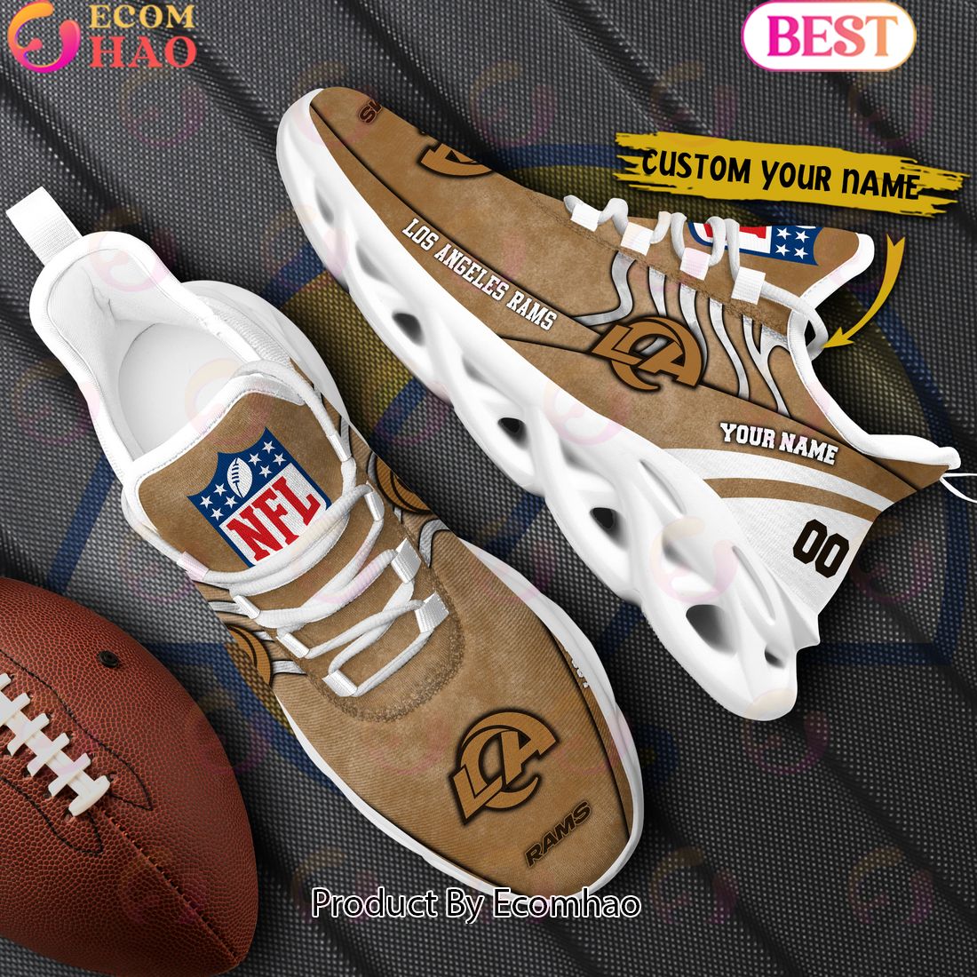 Custom Name NFL Los Angeles Rams X Salute to Service For Veterans Day Celebration Max Soul Shoes