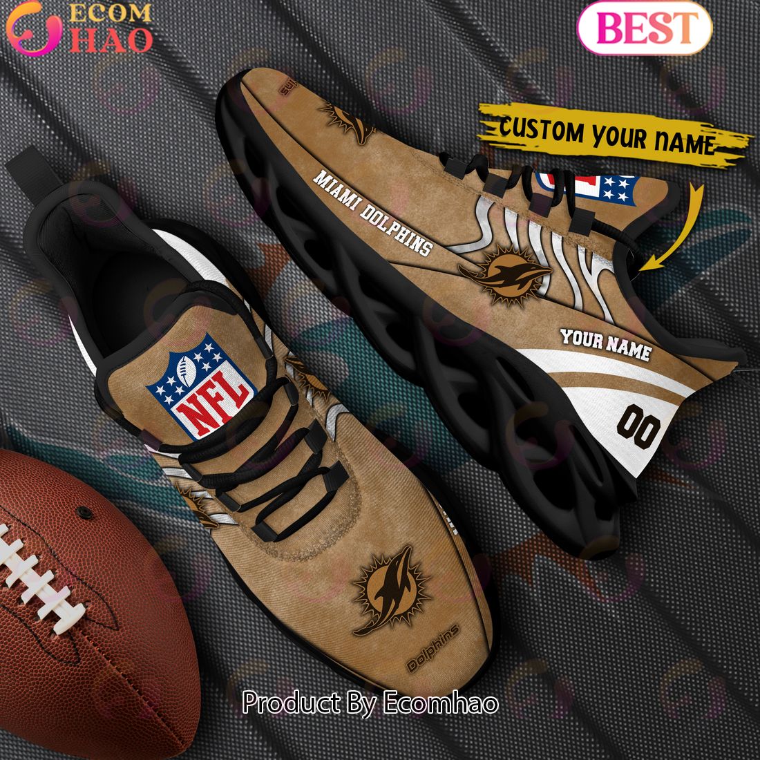 Custom Name NFL Miami Dolphins X Salute to Service For Veterans Day Celebration Max Soul Shoes