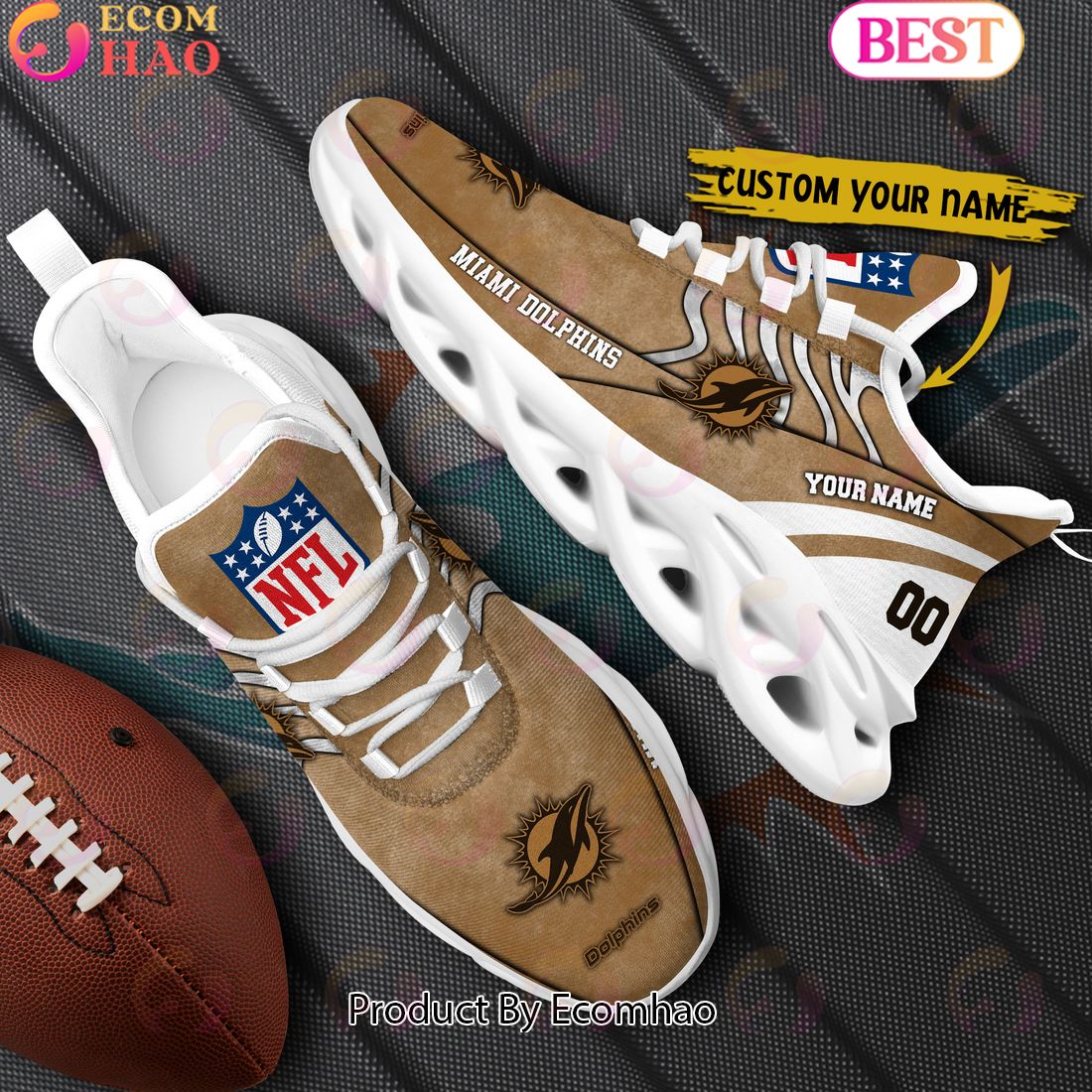 Custom Name NFL Miami Dolphins X Salute to Service For Veterans Day Celebration Max Soul Shoes