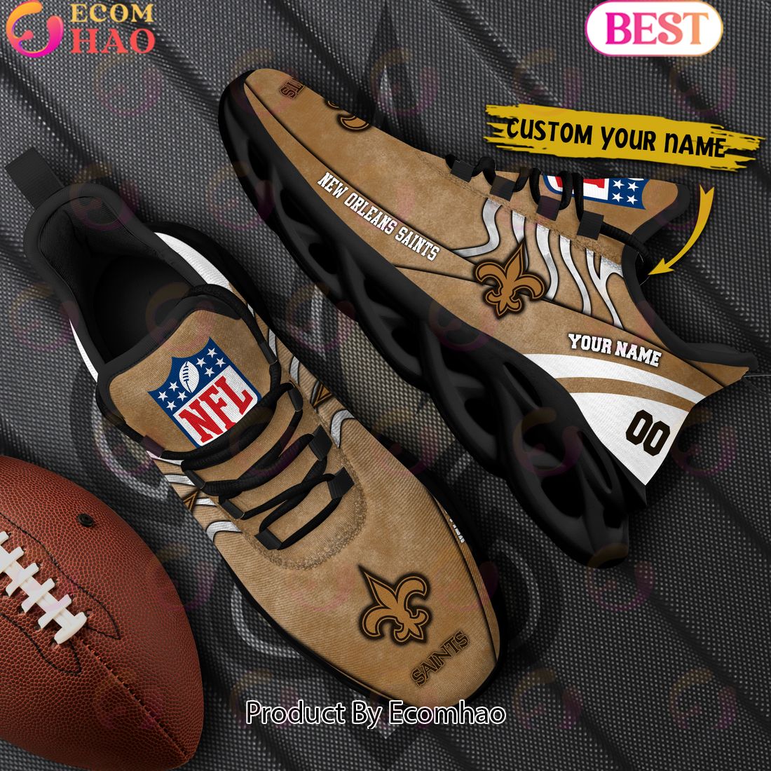 Custom Name NFL New Orleans Saints X Salute to Service For Veterans Day Celebration Max Soul Shoes