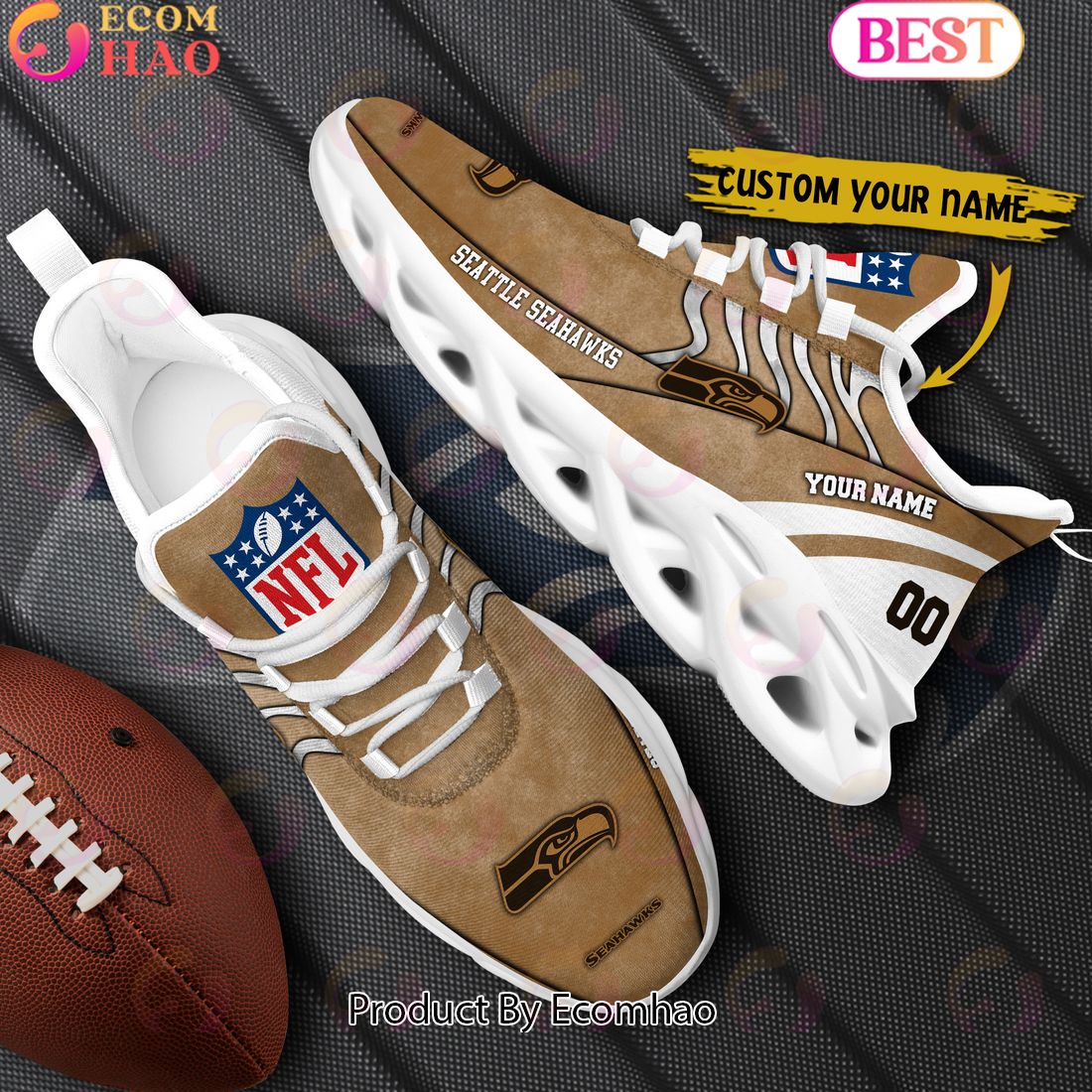 Custom Name NFL Seattle Seahawks X Salute to Service For Veterans Day Celebration Max Soul Shoes