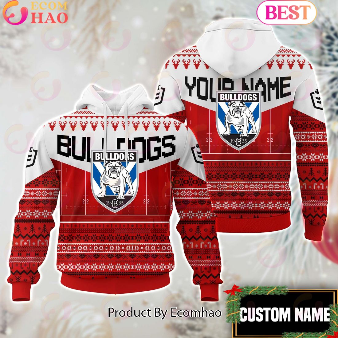 New Zealand Warriors NRL Merry Christmas Custom Name Hoodie