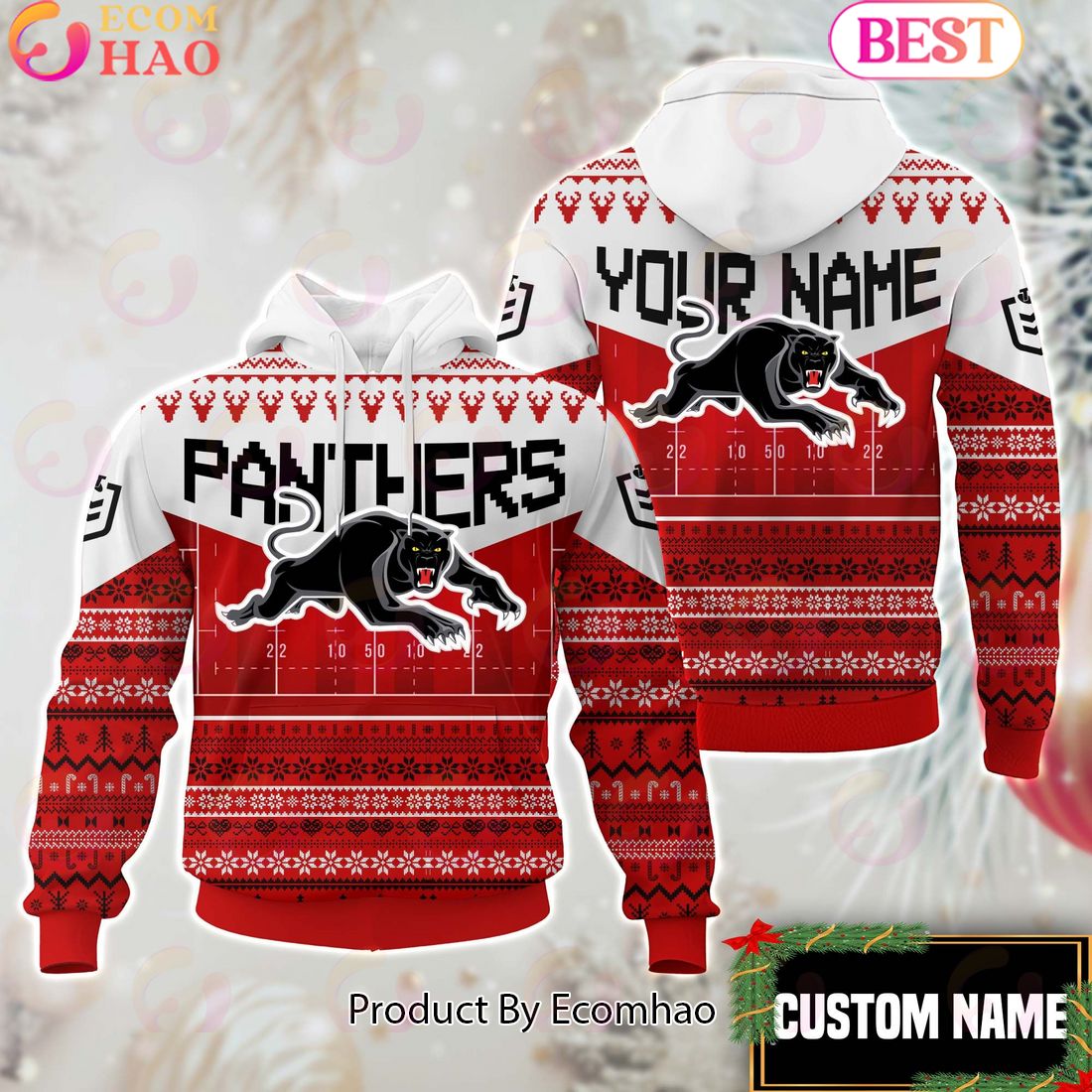 Parramatta Eels NRL Merry Christmas Custom Name Hoodie