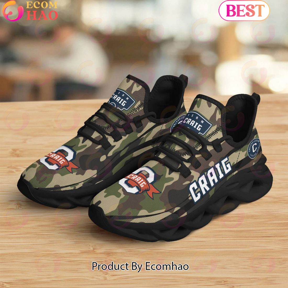 Craig Endless Legend Lifetime Member Special Camo Military Design Max Soul Shoes, Sneakers