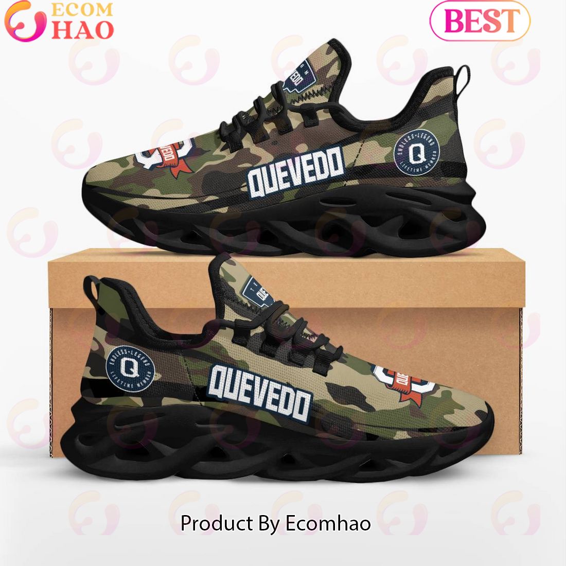 Quevedo Endless Legend Lifetime Member Special Camo Military Design Max Soul Shoes, Sneakers