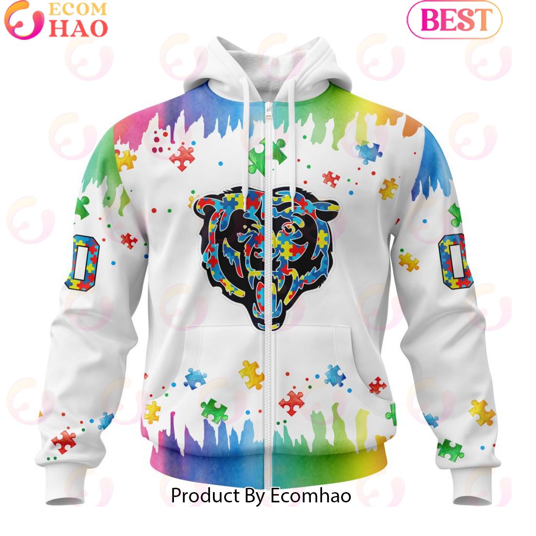 NFL Chicago Bears Special Autism Awareness Design 2023 Personalized 3D Hoodie