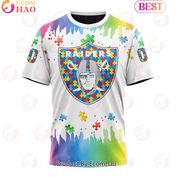 NFL Las Vegas Raiders Special Autism Awareness Design 2023 Personalized 3D Hoodie