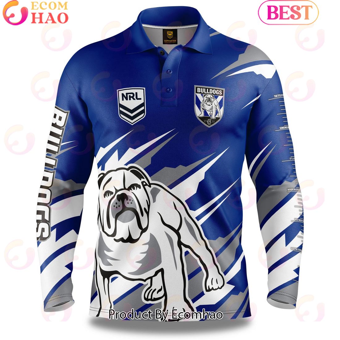 Canterbury-Bankstown Bulldogs NRL Fishing Long Sleeve Polo Shirt