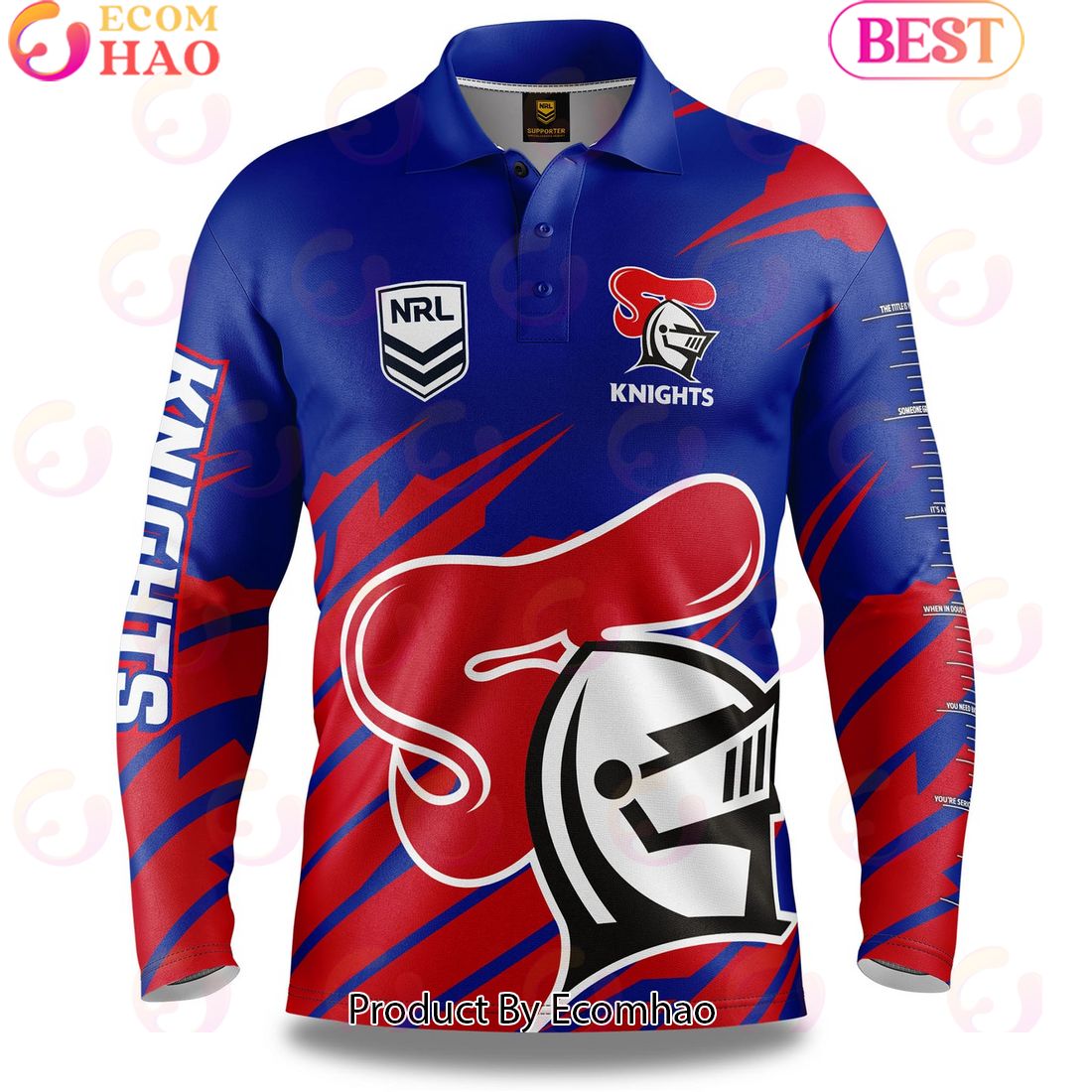 Newcastle Knights NRL Fishing Long Sleeve Polo Shirt