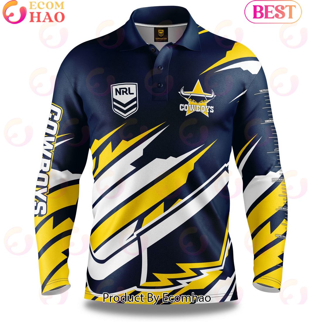 North Queensland Cowboys NRL Fishing Long Sleeve Polo Shirt