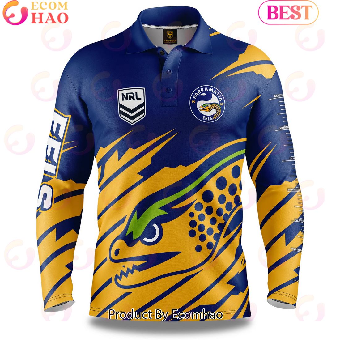 Parramatta Eels NRL Fishing Long Sleeve Polo Shirt