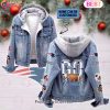 Custom Name Go Raiders Mascot Designed NFL Las Vegas Raiders Fleece Hooded Denim Jacket