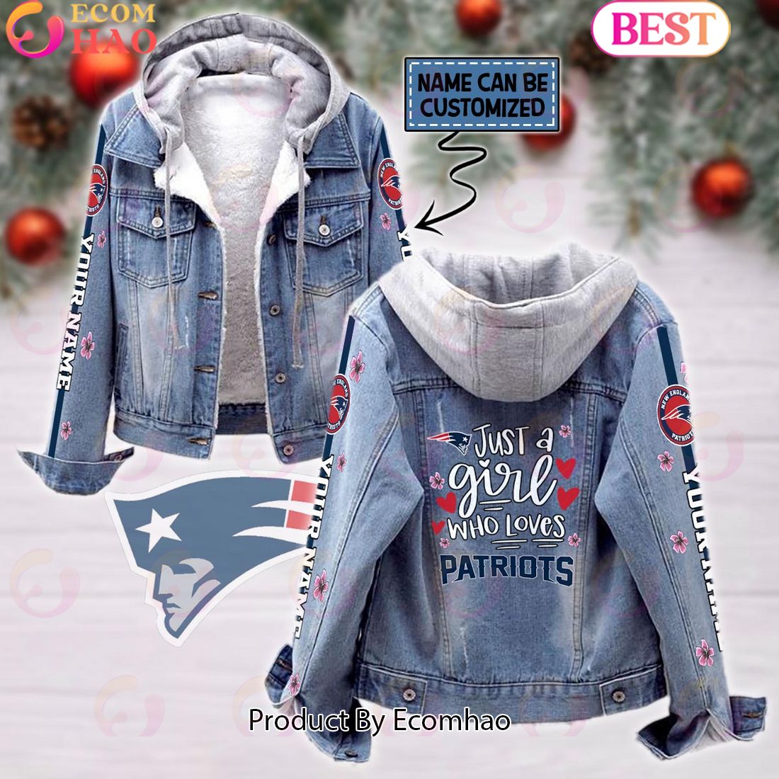 Custom Name Go Broncos Mascot Designed Fleece Hooded Denim Jacket