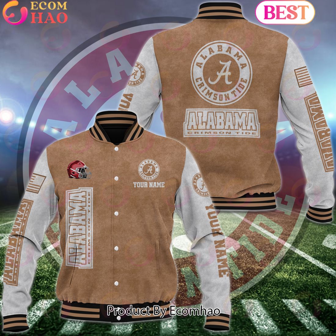 NCAA Alabama Crimson Tide Salute to Service For Veteran Day Color Custom Name Baseball Jacket