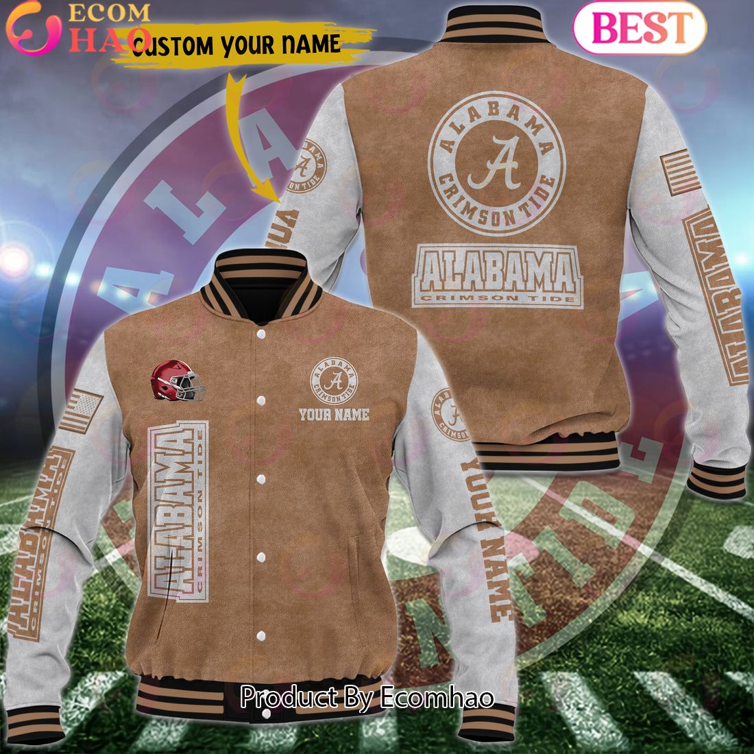 NCAA Alabama Crimson Tide Salute to Service For Veteran Day Color Custom Name Baseball Jacket