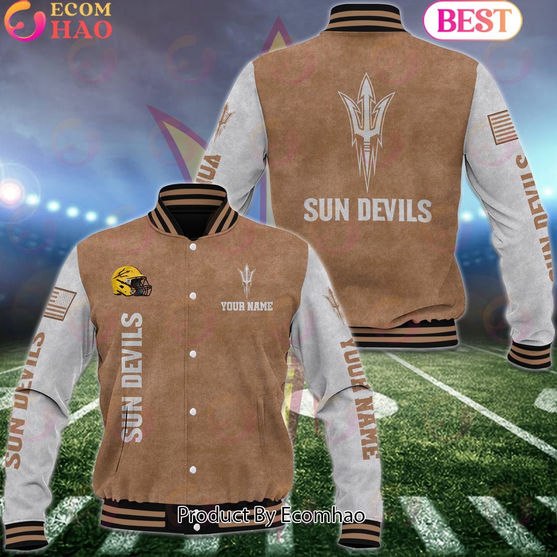 NCAA Arizona State Sun Devils Salute to Service For Veteran Day Color Custom Name Baseball Jacket