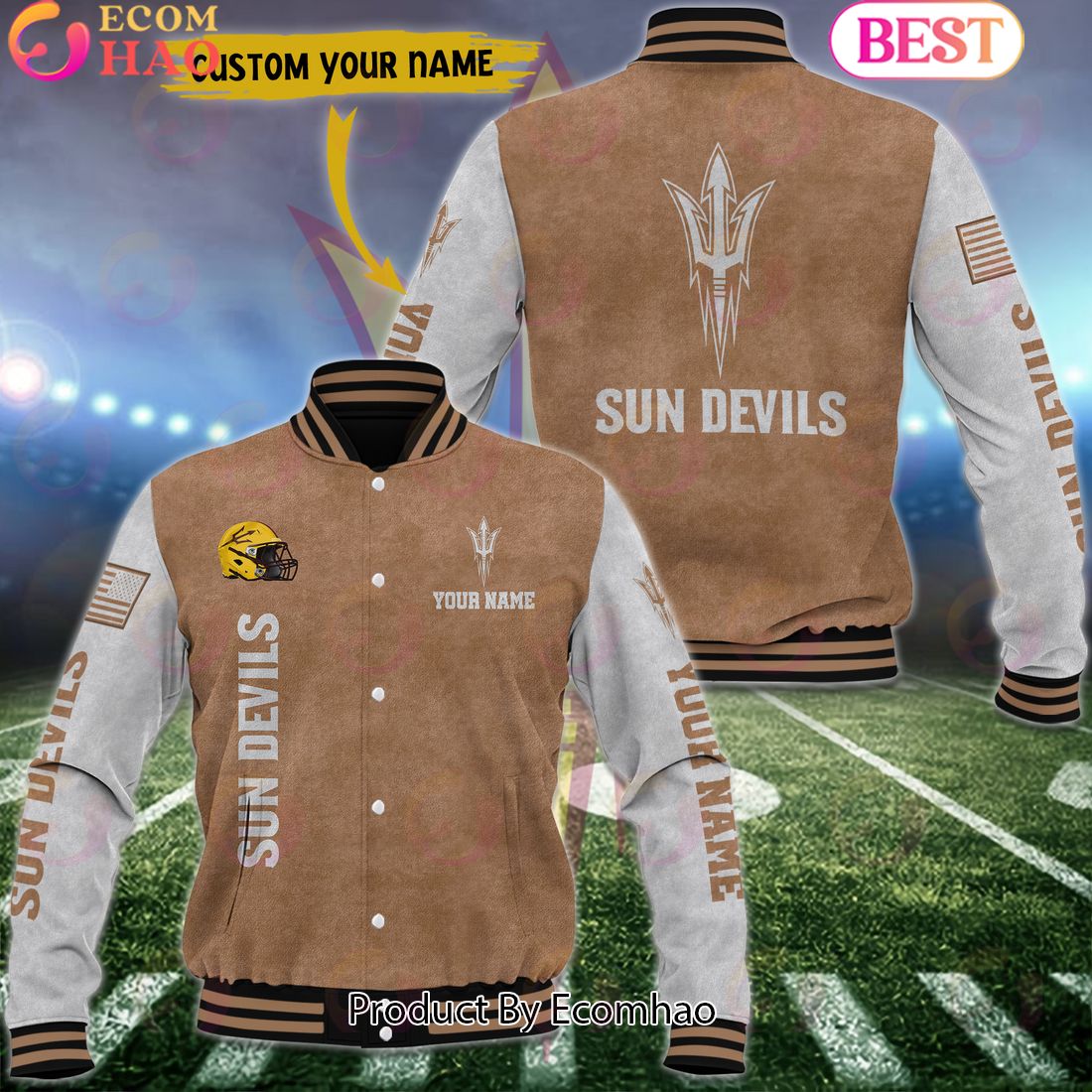 NCAA Arizona State Sun Devils Salute to Service For Veteran Day Color Custom Name Baseball Jacket