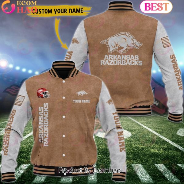 NCAA Arkansas Razorbacks Salute to Service For Veteran Day Color Custom Name Baseball Jacket