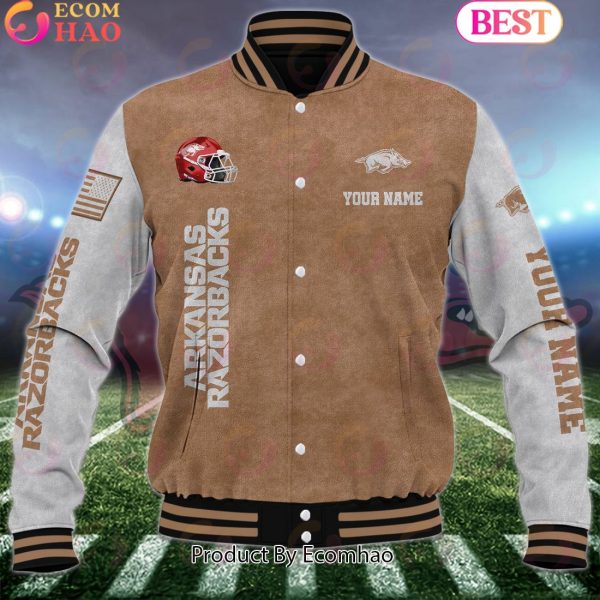 NCAA Arkansas Razorbacks Salute to Service For Veteran Day Color Custom Name Baseball Jacket