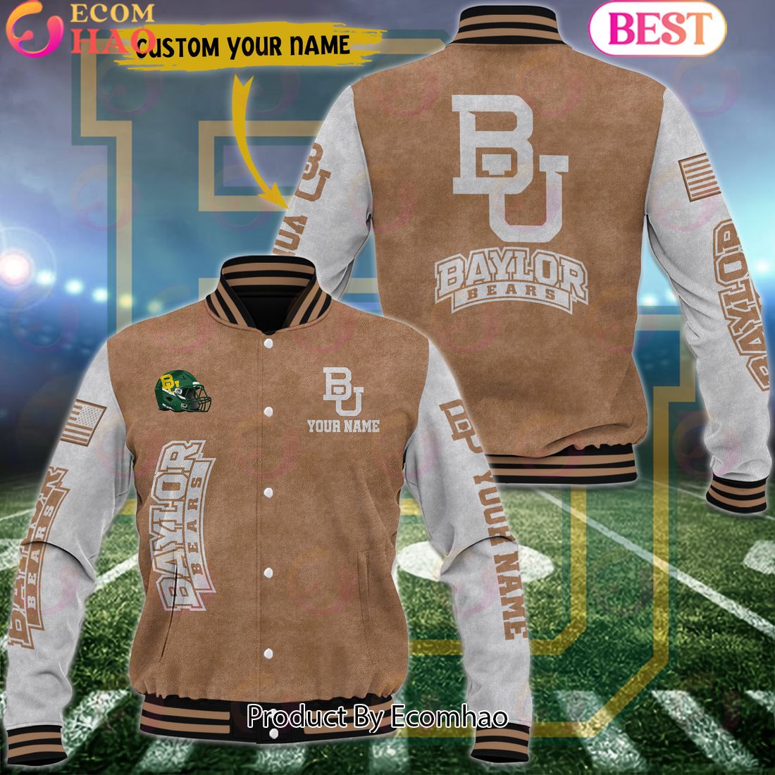 NCAA Baylor Bears Salute to Service For Veteran Day Color Custom Name Baseball Jacket