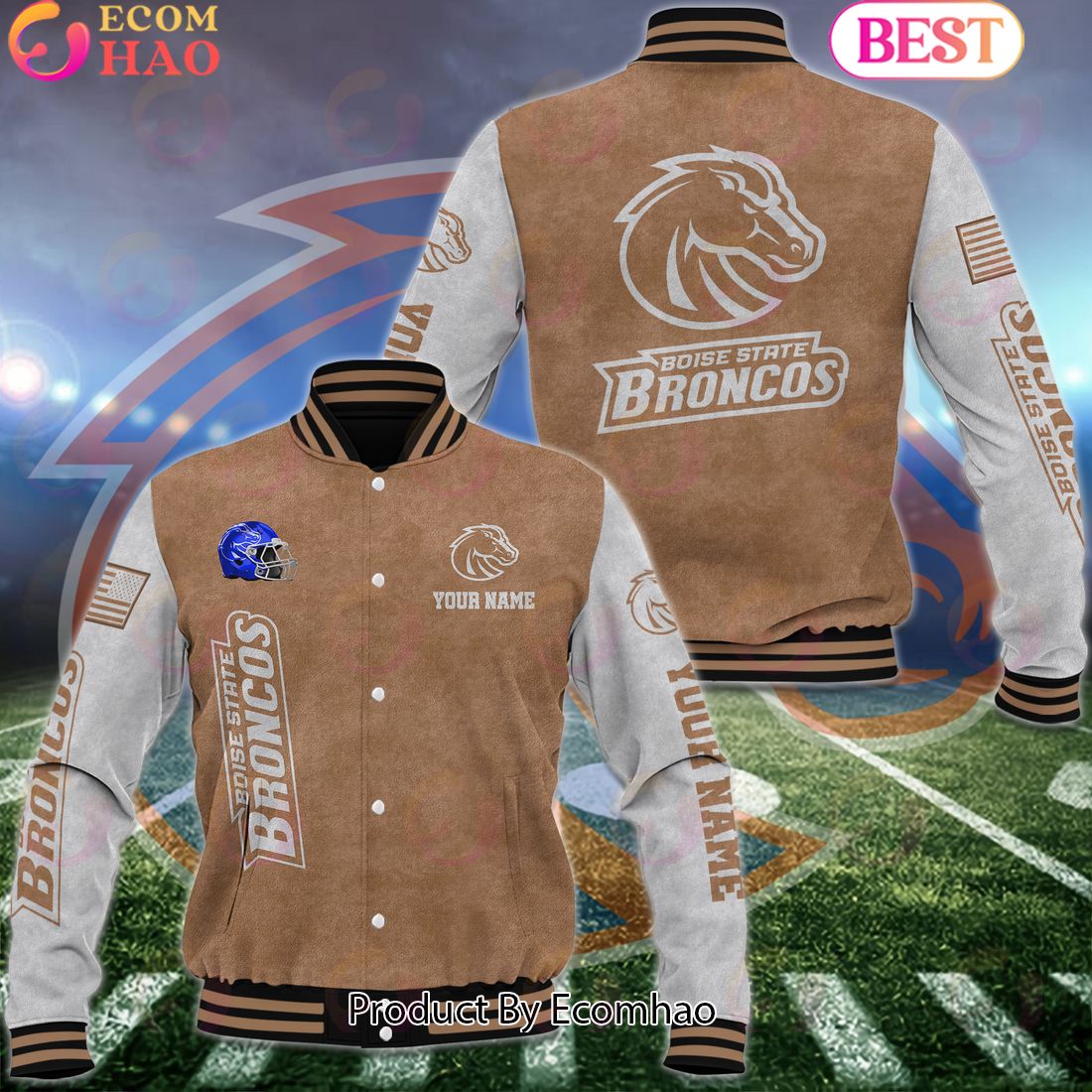 NCAA Boise State Broncos Salute to Service For Veteran Day Color Custom Name Baseball Jacket