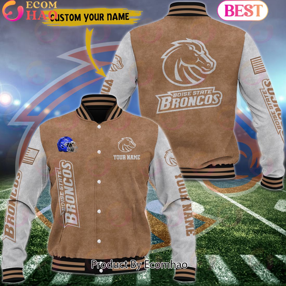 NCAA Boise State Broncos Salute to Service For Veteran Day Color Custom Name Baseball Jacket