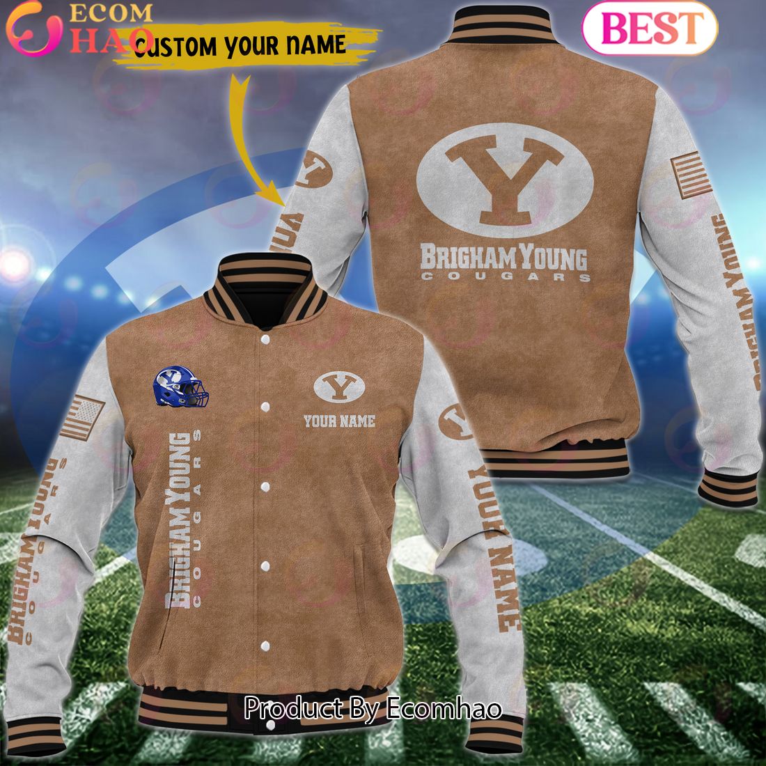 NCAA BYU Cougars Salute to Service For Veteran Day Color Custom Name Baseball Jacket