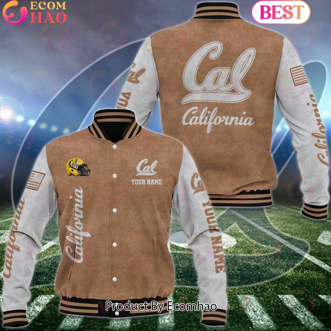 NCAA California Golden Bears Salute to Service For Veteran Day Color Custom Name Baseball Jacket