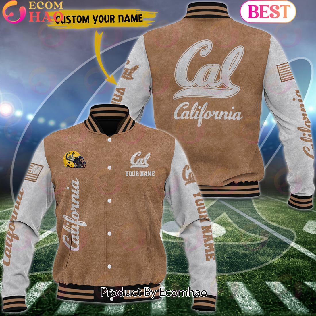 NCAA California Golden Bears Salute to Service For Veteran Day Color Custom Name Baseball Jacket