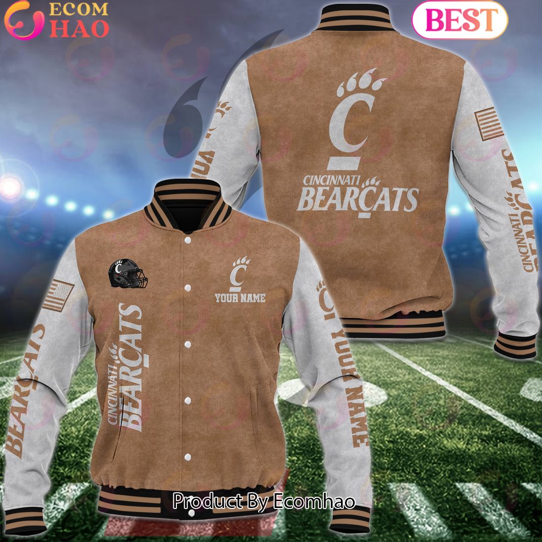 NCAA Cincinnati Bearcats Salute to Service For Veteran Day Color Custom Name Baseball Jacket