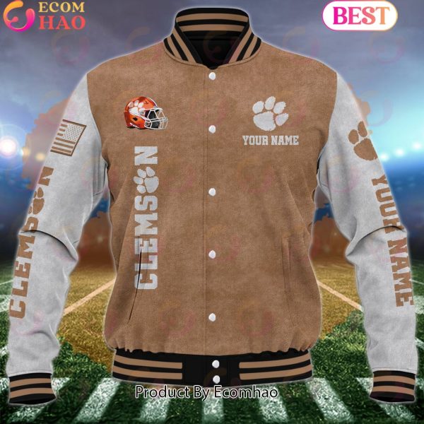 NCAA Clemson Tigers Salute to Service For Veteran Day Color Custom Name Baseball Jacket