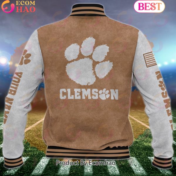 NCAA Clemson Tigers Salute to Service For Veteran Day Color Custom Name Baseball Jacket