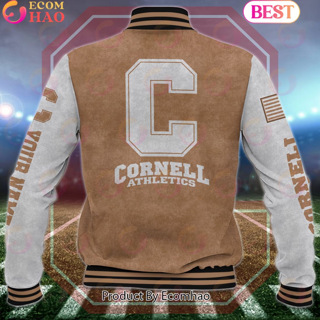 NCAA Cornell Big Red Salute to Service For Veteran Day Color Custom Name Baseball Jacket