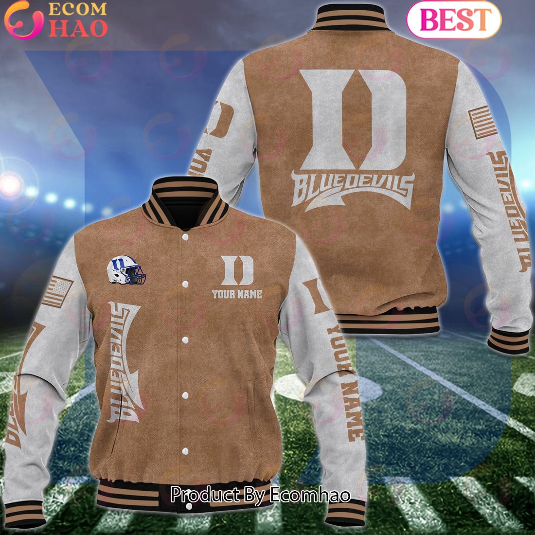 NCAA Duke Blue Devils Salute to Service For Veteran Day Color Custom Name Baseball Jacket