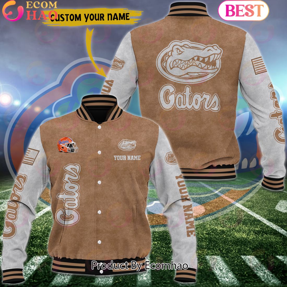 NCAA Florida Gators Salute to Service For Veteran Day Color Custom Name Baseball Jacket