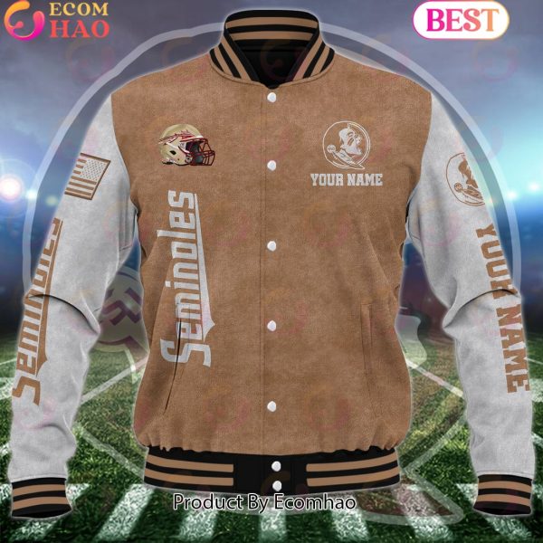 NCAA Florida State Seminoles Salute to Service For Veteran Day Color Custom Name Baseball Jacket