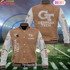 NCAA Georgia Tech Yellow Jackets Salute to Service For Veteran Day Color Custom Name Baseball Jacket NCAA Georgia Tech Yellow Jackets Salute to Service For Veteran Day Color Custom Name Baseball Jacket
