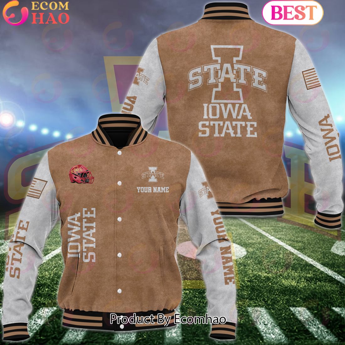 NCAA Iowa State Cyclones Salute to Service For Veteran Day Color Custom Name Baseball Jacket