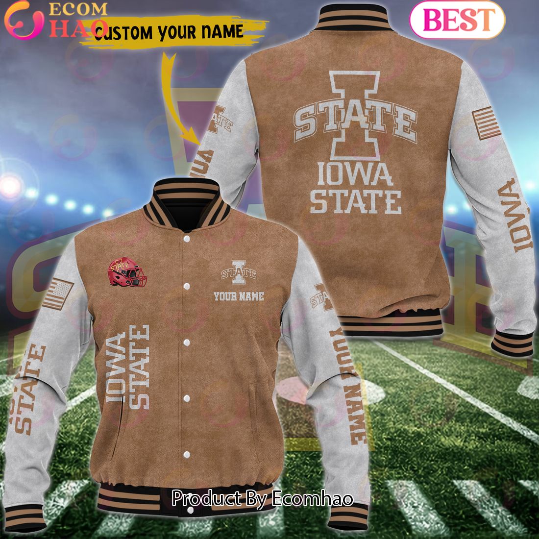 NCAA Iowa State Cyclones Salute to Service For Veteran Day Color Custom Name Baseball Jacket