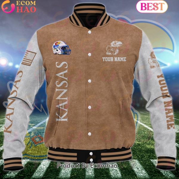 NCAA Kansas Jayhawks Salute to Service For Veteran Day Color Custom Name Baseball Jacket