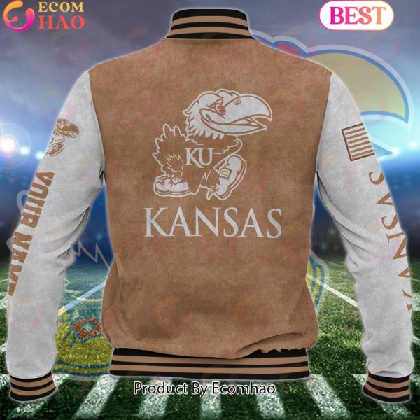 NCAA Kansas Jayhawks Salute to Service For Veteran Day Color Custom Name Baseball Jacket